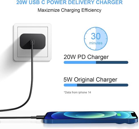 10 Ft iPhone Fast Charger, 2-Pack 20W Super Fast Charger with Long Fast Charging Cable for iPhone 14/13/12/11 Pro Max,14 Plus,Mini,Pro/XS/SE/XR/iPad - Black in Saudi Arabia
