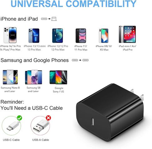 10 Ft iPhone Fast Charger, 2-Pack 20W Super Fast Charger with Long Fast Charging Cable for iPhone 14/13/12/11 Pro Max,14 Plus,Mini,Pro/XS/SE/XR/iPad - Black in Saudi Arabia
