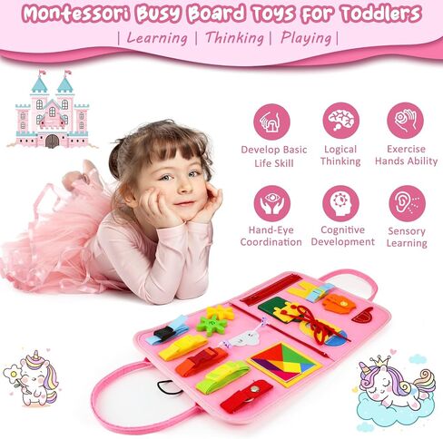 Toddler Busy Board for 1 Year Old Girls and Boys Birthday Gifts, Montessori Busy Book for Toddlers, Preschool Learning Activities for Ages 1-3 in Saudi Arabia