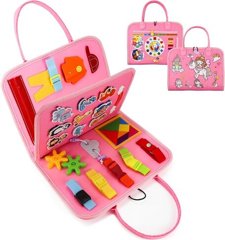 Toddler Busy Board for 1 Year Old Girls and Boys Birthday Gifts, Montessori Busy Book for Toddlers, Preschool Learning Activities for Ages 1-3 in Saudi Arabia