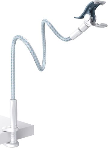 سرير حامل هاتف Lamicall Gooseneck - [أحدث مضفر من النايلون] ذراع مرن، الطول الإجمالي 38 بوصة، مشبك مشبك قابل للتعديل 360 درجة، حامل تثبيت للهاتف الخلوي العلوي للسرير، المكتب، الهاتف المحمول 4-7 بوصة in Kuwait