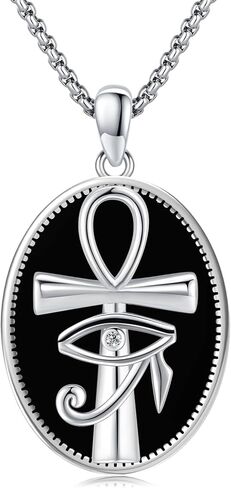 Ankh Necklace 925 Sterling Silver Snake Necklace Eye of Horus Pendant Egyptian Protection Jewelry Gifts for Men Women in Kuwait