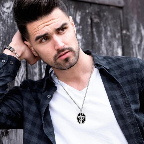 Ankh Necklace 925 Sterling Silver Snake Necklace Eye of Horus Pendant Egyptian Protection Jewelry Gifts for Men Women in Kuwait