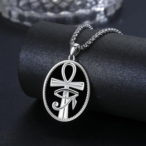 Ankh Necklace 925 Sterling Silver Snake Necklace Eye of Horus Pendant Egyptian Protection Jewelry Gifts for Men Women in Kuwait