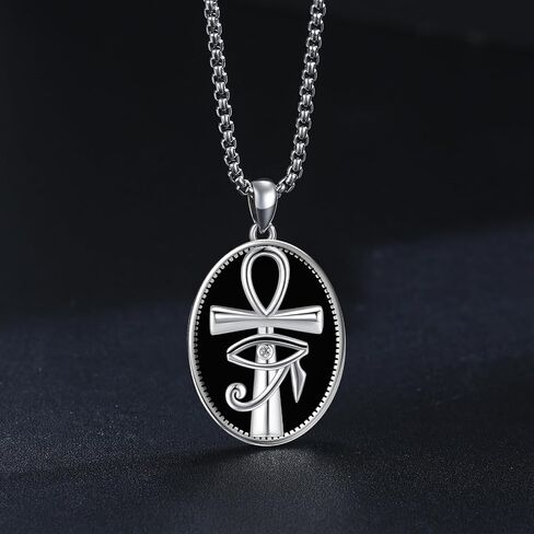 Ankh Necklace 925 Sterling Silver Snake Necklace Eye of Horus Pendant Egyptian Protection Jewelry Gifts for Men Women in Kuwait