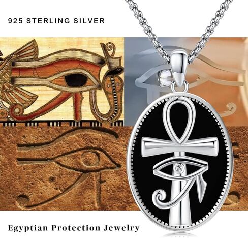 Ankh Necklace 925 Sterling Silver Snake Necklace Eye of Horus Pendant Egyptian Protection Jewelry Gifts for Men Women in Kuwait