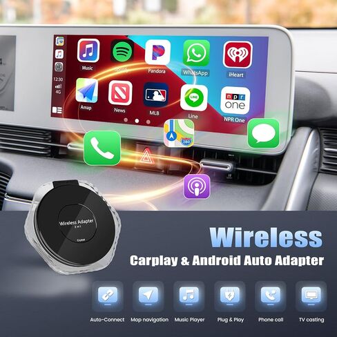 2 in 1 Wireless CarPlay Adapter&Android Auto Wireless Adapter,CarPlay Wireless Adapter Converts Wired to Wireless for Factory Wired CarPlay Car from 2016,Auto Connection,Colorful Reflective Strip in Saudi Arabia