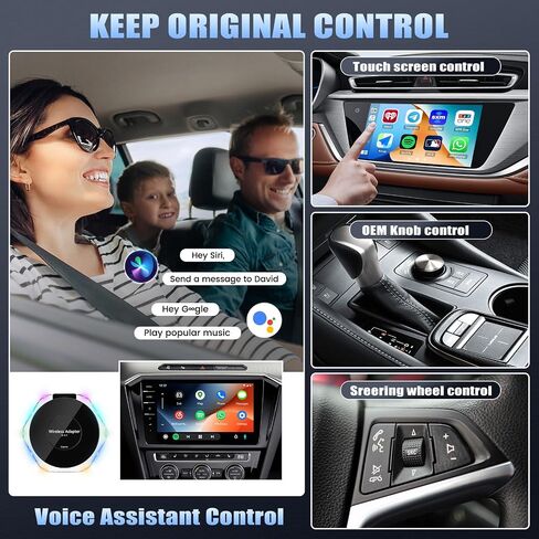 2 in 1 Wireless CarPlay Adapter&Android Auto Wireless Adapter,CarPlay Wireless Adapter Converts Wired to Wireless for Factory Wired CarPlay Car from 2016,Auto Connection,Colorful Reflective Strip in Saudi Arabia