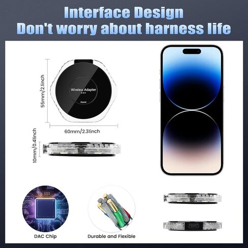 2 in 1 Wireless CarPlay Adapter&Android Auto Wireless Adapter,CarPlay Wireless Adapter Converts Wired to Wireless for Factory Wired CarPlay Car from 2016,Auto Connection,Colorful Reflective Strip in Saudi Arabia