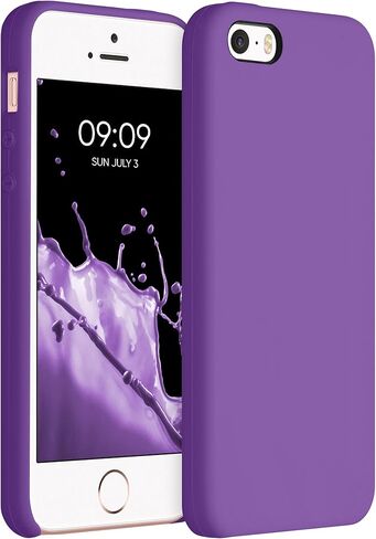حافظة kwmobile متوافقة مع هاتف Apple iPhone SE (1.Gen 2016) / iPhone 5 / iPhone 5S - غطاء هاتف من السيليكون TPU مع لمسة نهائية ناعمة - أزرق محيطي in Saudi Arabia