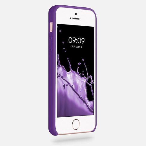 حافظة kwmobile متوافقة مع هاتف Apple iPhone SE (1.Gen 2016) / iPhone 5 / iPhone 5S - غطاء هاتف من السيليكون TPU مع لمسة نهائية ناعمة - أزرق محيطي in Saudi Arabia