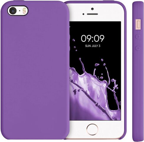 حافظة kwmobile متوافقة مع هاتف Apple iPhone SE (1.Gen 2016) / iPhone 5 / iPhone 5S - غطاء هاتف من السيليكون TPU مع لمسة نهائية ناعمة - أزرق محيطي in Saudi Arabia