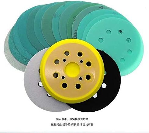 مجموعة متنوعة من 30 قطعة 5 بوصة 8 فتحات فيلم هوك وحلقة قرص صنفرة 320/400/600/800/1000/1500 صفائح رمل قرص ورق الصنفرة المستديرة الرطبة/الجافة in Kuwait