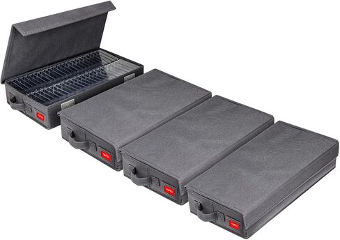 Upgrades Cassette Tape Storage Box - Dust-Proof Cassette Racks with Lid - Audio Cassette Holder Pack of 2- Holds 96 Cassette Cases - 16.34 x 9.25 x 3.4 Inches - Grey in Kuwait