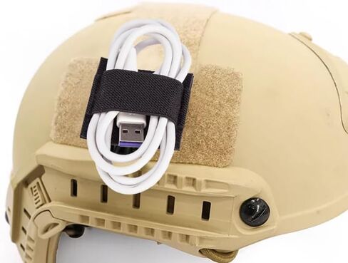 Tactical Headphone Cable Storage Board Fastening Cable Ties Strap for Helmet Headset Walkie-Talkie Wire Hook and Loop Sticker （4 Packs Camu） in Saudi Arabia
