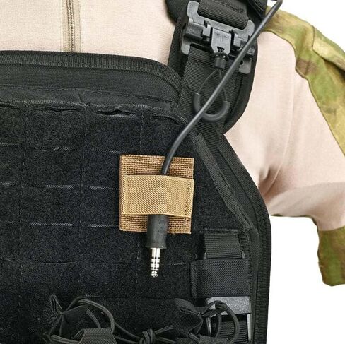 Tactical Headphone Cable Storage Board Fastening Cable Ties Strap for Helmet Headset Walkie-Talkie Wire Hook and Loop Sticker （4 Packs Camu） in Saudi Arabia