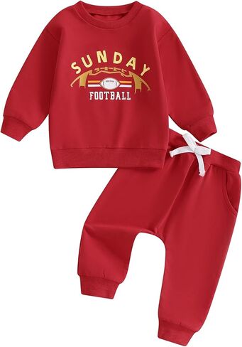Toddler Baby Boy Football Outfit Infant Newborn Boy Sweatshirt Long Sleeve Pant Clothing Set in Kuwait
