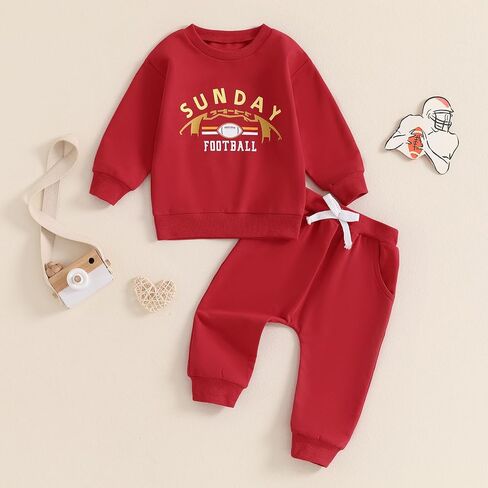 Toddler Baby Boy Football Outfit Infant Newborn Boy Sweatshirt Long Sleeve Pant Clothing Set in Kuwait