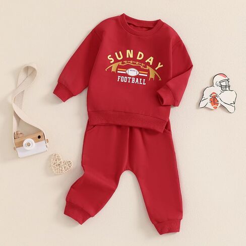 Toddler Baby Boy Football Outfit Infant Newborn Boy Sweatshirt Long Sleeve Pant Clothing Set in Kuwait