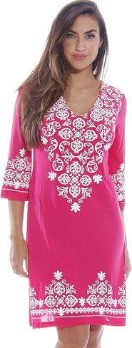 Just Love Womens 3/4 Sleeve Swimsuit Cover Up Casual Tunic Resort Wear in Kuwait