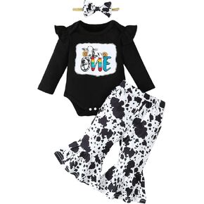 Baby Girl 1st Birthday Outfit Girl One Year Old Birthday Outfit Infant Cow Birthday Clothes