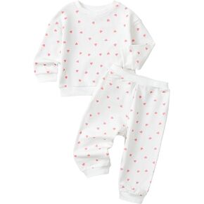 Baby Girl Clothes Love Heart Print Long Sleeve Sweatshirt Tops Pants Toddler Spring Outfit Gifts 3 6 9 12 18 24 Months 2-3T