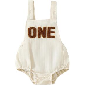 Newborn Baby Boy First Birthday Ouftis Sleeveless One Print Cotton Linen Romper Bodysuit Summer Cake Smash Outfit