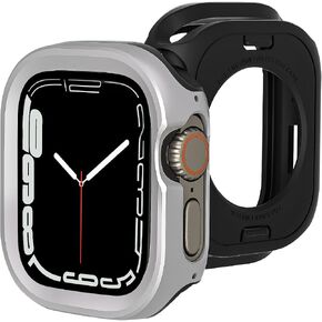 2 in 1 Metal Rugged Case for Apple Watch Ultra 3/2/1 Case 49mm, Aluminum Shockproof Protective Bumper with TPU Back Cover, Raised Edge Screen Protection, Black in Kuwait