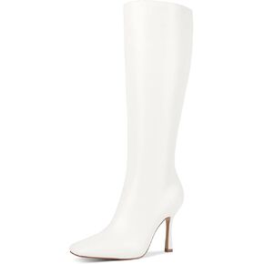 USIMAD Knee High Boots for Women with Stiletto Heel Square Toe Side Zipper