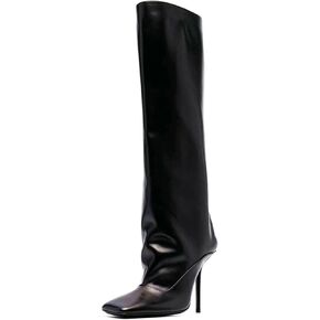 Knee High Heel Leather Boots for women Square Toe Wide Womens tall Boots Fashion Sexy Shoes