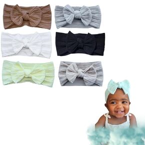 Baby girl headbands (black, white, brown, grey, beige, cream), 1 Count (Pack of 6)