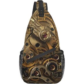 ASYG Steampunk Sling Bag Crossbody Chest Daypack Casual Backpack Vintage Clock Shoulder Bag For Travel Hiking in Kuwait