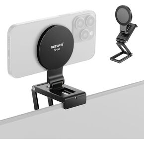 Neewer Continuity Camera Mount for Desktop Monitor, Magnetic Tri Fold Desk Phone Camera Webcam Mount Holder with Arca Type Base, Compatible with MagSafe iPhone iMac Desktop Mac Laptop Samsung, SP08