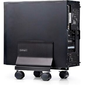 StarTech.com Computer Tower Cart, Rolling Mobile CPU Caddy on Wheels, Max Load 46.3lb/21kg, Adjustable Desktop Case Mount