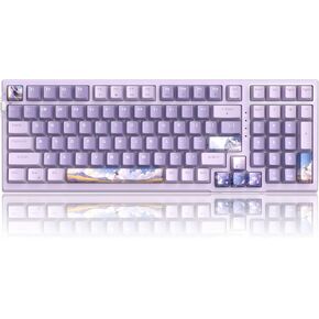 MageGee SKY98 Wireless Gasket Mechanical Gaming Keyboard, 96% Hot Swappable RGB Custom Creamy Keyboard with 5-Layer Sound Padding, BT/2.4G/USB-C, NKRO for Win/Mac (Lavender, Violet Switch)