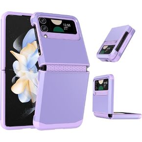 for Samsung Galaxy Z Flip 3 case,with Flexible Soft Rubber Hinge Protection,PC,TPU Two-in-one Shockproof, Anti Scratch,Rugged Full Body Protective Armour Phone case for Z Flip 3 (Purple)