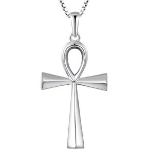 YL Cross Necklace 925 Sterling Silver Ankh Crucifix Pendant Infinity Criss Jewelry for Women