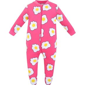 Jimonda Baby Pajamas 100% Cotton Gender Neutral One-Piece Footed,Long Sleeve Clothes,2-Way Zipper Closure Romper