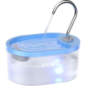 Cat Water Fountain, 3L/100oz Quiet Pet Water Fountains for Cats Indoor, Water Level Alert Cat Fountains for Drinking, Dog Water Bowl with Filter, Multiple Pets, BPA-Free, Easy Clean-Blue