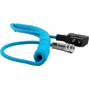 KONDOR BLUE 12"-24" D-Tap/P-Tap to 2-Pin Weipu Style Coiled Braided Power Supply Cable | Compatible with many DC plug battery options including BMPCC 4K/6K, The Sony NP series, and MOZA Air 2 | Blue