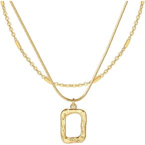 two the nines Pendant Necklace for Women, Double Chain Gold Fashion Jewelry, Adjustable Length