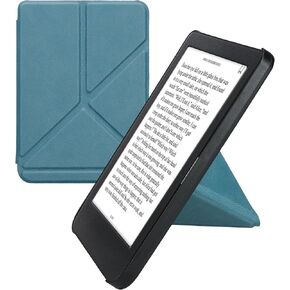 kwmobile Origami Case Compatible with Kobo Clara BW/Colour Case - Slim PU Leather Cover with Stand - Petrol