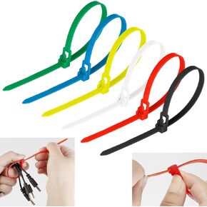 100PCS Color Releasable Cable Zipper Cable Ties, Adjustable Zip Ties Straps Fastening Loop Buckle Self-Locking Premium Nylon Cable Wire Ties Reusable Zip Ties for Lndoor and Outdoor (5x200mm)