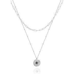 Layered Necklaces for Women | Gold Record Pendant Necklace for Women | 18K Gold Filled Vinyl Record Coin Pendant Necklace | Layered Silver Necklaces | Paperclip Choker Necklace | Dainty Gold Necklace for Women | Trendy Jewelry Gift for Women