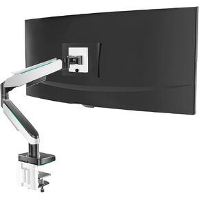 WALI Single Monitor Gas Spring Desk Mount, Heavy Duty Monitor Arm for Ultrawide Screen up to 49 inch, 44 lbs. Fully Adjustable, Mounting Holes 75 and 100 (GAM001XL), White and Black