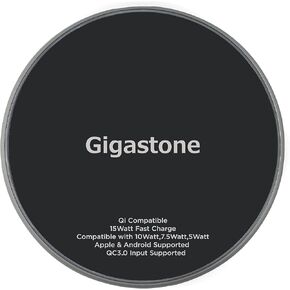 Gigastone Wireless Charger, Qi-Compatible 15W Wireless Charging Pad, Compatible iPhone 8/ X/ 11/12 Series, Samsung Galaxy S21/ S20/ S10/ Note 10, AirPods Pro, Qi Wireless Charging Enabled Devices