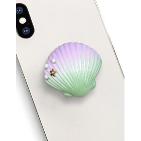 Cute Purple Green Shell Shape Collapsible Expandable Cellphone Stand Multi Functional Mobile Phone Grip & Kicktand