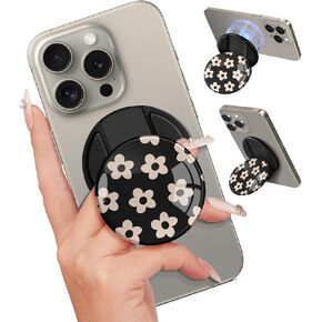 Phone Grip Compatible with Magsafe - Women Girls Phone Ring Holder Grip Stand Finger Grip Kickstand Cute Girly Kawaii Flowers Compatible with Magsafe Accessories for iPhone 15/14/13/12 Series