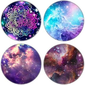(4 Pack) Cellphone Phone Grip for Smartphones, Collapsible Stand Cell Phone Expanding Holder for Phone - Purple Mandala Galaxy Nebula
