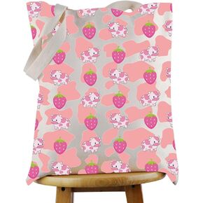 JNIAP Cow Gifts for Women Her Cow Lovers Book Sleeve Strawberry Themed Book Protector Cover for Hardcover Paperback Book Lover Bookish Gift Cattle Cow Farmer Gift